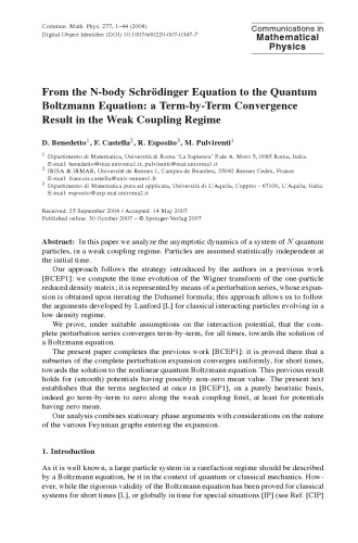 Communications In Mathematical Physics Volume 277 M Aizenman Chief Editor