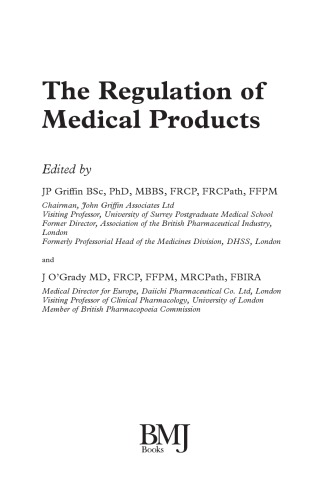 Regulation Of Medical Products 1st Edition John Griffin John Ogrady