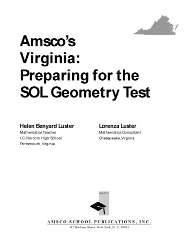Amscos Virginia Preparing For The Sol Geometry Test Lorenza Luster And Helen Benyard Luster