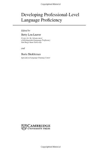 Developing Professionallevel Language Proficiency Betty Lou Leaver