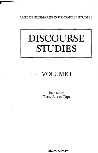 Discourse Studies Kindle Teun A Van Dijk