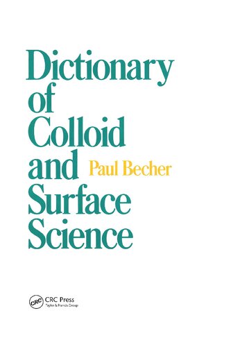 Dictionary Of Colloid And Surface Science Paul Becher