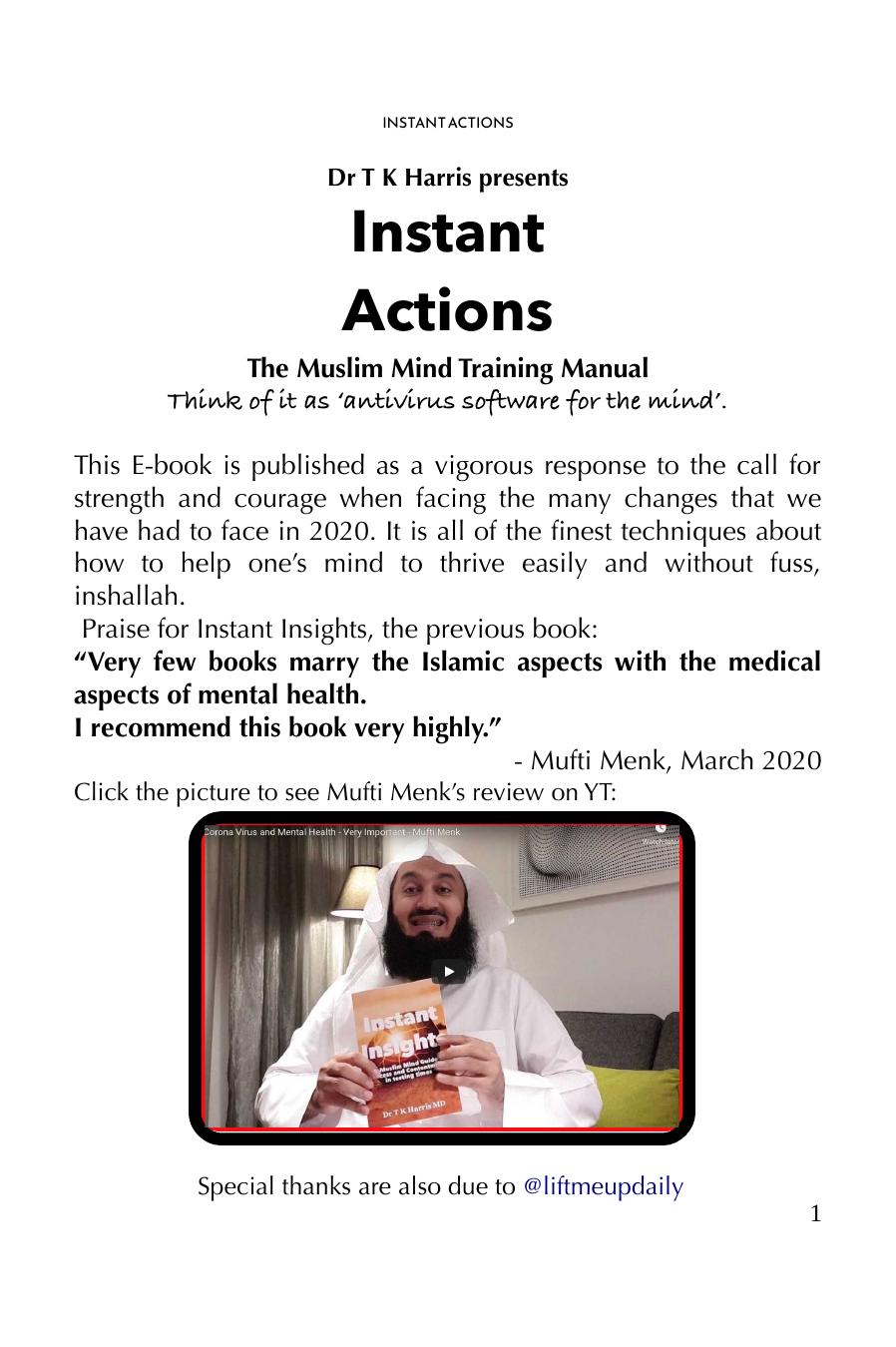 Instant Actions The Muslim Mind Training Manual Tk Harris
