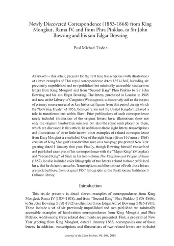Journal Of The Siam Society 106 Coll